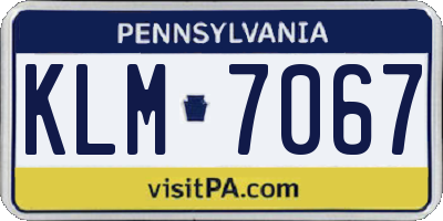 PA license plate KLM7067