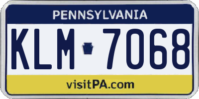 PA license plate KLM7068