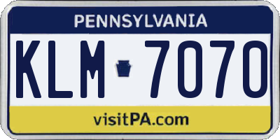 PA license plate KLM7070