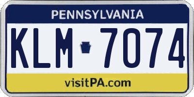 PA license plate KLM7074