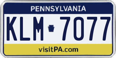 PA license plate KLM7077