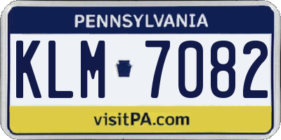 PA license plate KLM7082