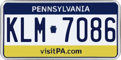 PA license plate KLM7086