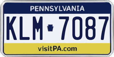 PA license plate KLM7087