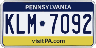 PA license plate KLM7092