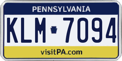 PA license plate KLM7094