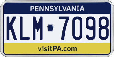 PA license plate KLM7098