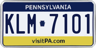 PA license plate KLM7101