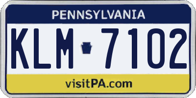 PA license plate KLM7102