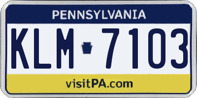 PA license plate KLM7103