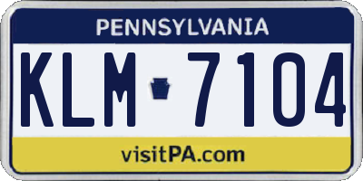 PA license plate KLM7104