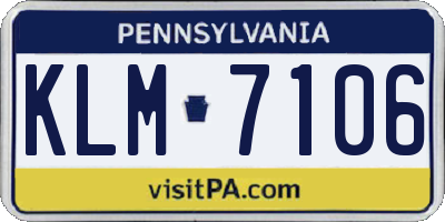PA license plate KLM7106