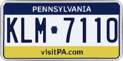 PA license plate KLM7110