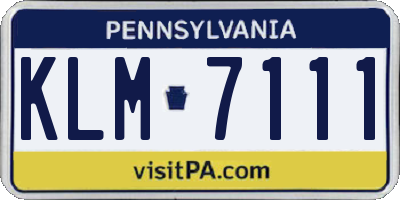 PA license plate KLM7111