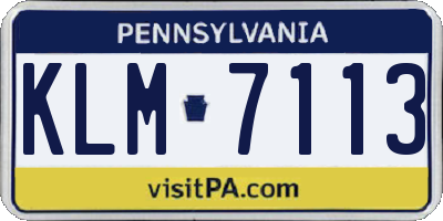 PA license plate KLM7113