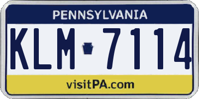PA license plate KLM7114