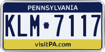 PA license plate KLM7117