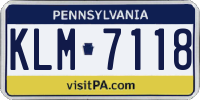 PA license plate KLM7118
