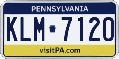 PA license plate KLM7120