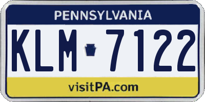 PA license plate KLM7122