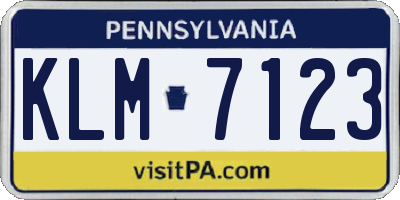 PA license plate KLM7123