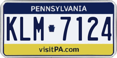 PA license plate KLM7124