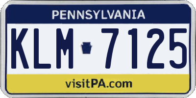 PA license plate KLM7125