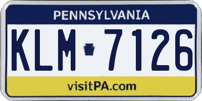 PA license plate KLM7126