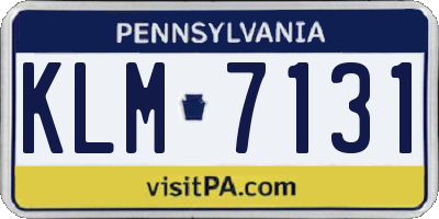 PA license plate KLM7131
