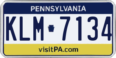 PA license plate KLM7134