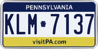 PA license plate KLM7137