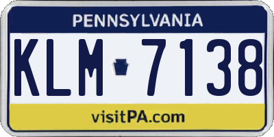 PA license plate KLM7138