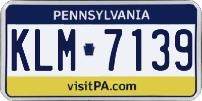 PA license plate KLM7139