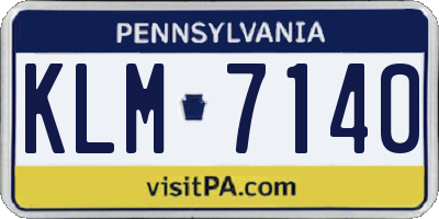 PA license plate KLM7140