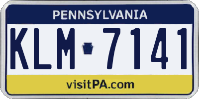 PA license plate KLM7141