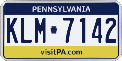 PA license plate KLM7142