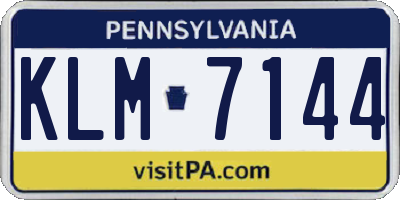 PA license plate KLM7144