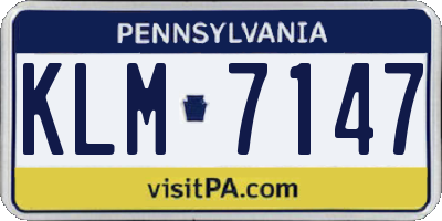 PA license plate KLM7147