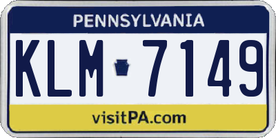 PA license plate KLM7149