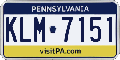 PA license plate KLM7151