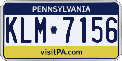 PA license plate KLM7156