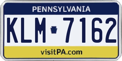 PA license plate KLM7162
