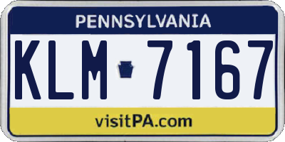 PA license plate KLM7167