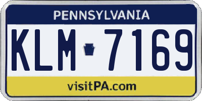 PA license plate KLM7169