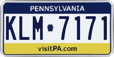 PA license plate KLM7171