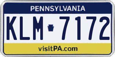PA license plate KLM7172