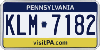 PA license plate KLM7182