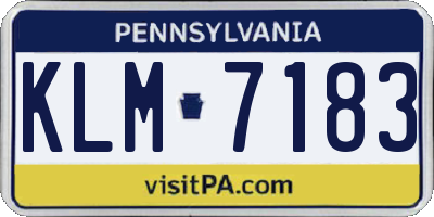 PA license plate KLM7183
