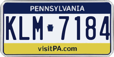 PA license plate KLM7184