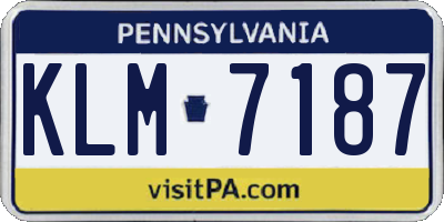 PA license plate KLM7187